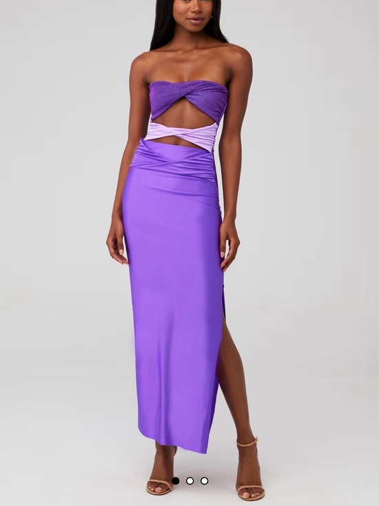 Baobab Collection Dresses & Skirts - Baobab Ola Maxi Dress Purple Metallic Cutout Strapless Slit Size M